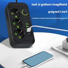 Aydogan's 2500W Akım Korumalı Çoklayıcı Priz - 3 Eu Girişi, 4 USB ve 1 Type-C Portu ile 2m Uzatma