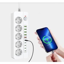 Aydogan's Isıya Dayanıklı 5'li Grup Priz, 5xusb Çıkışlı