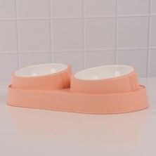 Aydogan's Pembe Silikon Yüzeyli Çift Hazneli Kedi Mama Kabı