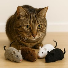 Aydogan's 4'lü Set Hareketli Fare Şeklinde Kedi Oyuncağı, Peluş ve Eğlenceli