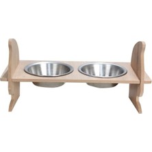 Aydogan's Ahşap Kedi Kafalı Mama Kabı - 2'li Set