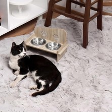Aydogan's Ahşap ve Metal Çift Hazneli Kedi ve Köpek Mama-Su Kabı, Kolay Kullanımlı