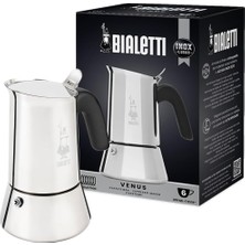 Venus: 6 Cups Ocak Üstü Espresso Pişirici - 235ML - Gümüş Renk - Paslanmaz Çelik Gövde - Pat