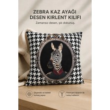 Zebra Kaz Ayağı Desen Kırlent Kılıfı