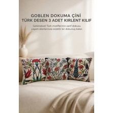 Goblen Dokuma Çini Türk Desen 3 Adet Kırlent Kılıf