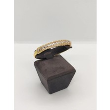 Cadde Dükkanı Çelik Taşlı Xuping Kelepçe Bileklik Gold