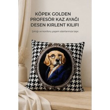 Köpek Golden Profesör Kaz Ayağı Desen Kırlent Kılıfı