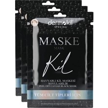 AyrStore Dermokil Soyulabilir Havyarlı Siyah Kil Yüz Maskesi Tüm Cilt Tipleri Için 15 ml x 3 Adet