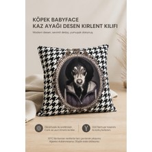 Köpek Babyface Kaz Ayağı Desen Kırlent Kılıfı