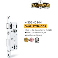 Moontime Alaçatı K-305 Çelik Krom Kaplama Oval Ayna Oda Kapı Kilidi 40 mm