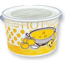 Kağıt-Karton Çorba Kâsesi 16 Oz Şeffaf Kapaklı 25 Adet