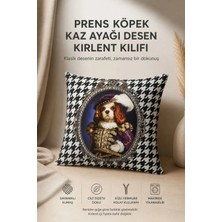 Prens Köpek Kaz Ayağı Desen Kırlent Kılıfı