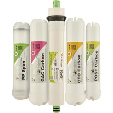 Ortimax 5'li Su Arıtma Filtre Seti, Pp Sediment, Gac, Cto Karbon, Membran ve Post Karbon