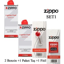 AyrStore Zippo Benzin+1 Paket Taş+ Fitil Seti
