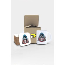 Death Coffee Tasarımlı Baskılı Kupa Bardak Seti, Eğlenceli Özel Hediye Mug