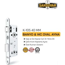 Moontime Alaçatı Paslanmaz Çelik Krom Oval Ayna Banyo Wc Kapı Kilidi 40 mm - Wc Için - Çift Yönlü