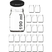 190 ml Metal Kapaklı Konserve Kavanozu 190 cc Şeffaf Bebek Mama Kavanoz 20 Adet (Siyah)