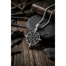 Begondio Viking Pusulası El İşçiliği Paslanmaz Çelik Zincir Erkek Kolye