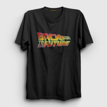 Presmono Unisex Siyah Logo Film Geleceğe Dönüş Back To The Future T-Shirt