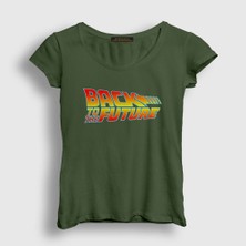 Presmono Kadın Haki Logo Film Geleceğe Dönüş Back To The Future T-Shirt