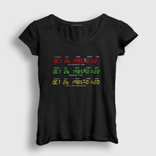 Presmono Kadın Siyah Time Film Geleceğe Dönüş Back To The Future T-Shirt