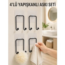 Eco Port 4'lü Yapışkanlı Askı Seti Mutfak Banyo ve Ev Için Duvar Askısı
