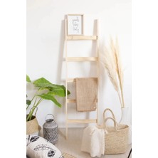 Moontime Alaçatı Dekoratif Masif Ahşap Merdiven Dekoratif Merdiven Raf 130CMX40CM( Kurulu Ürün )