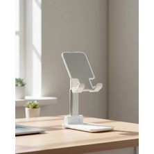 Moontime Alaçatı Ayarlanabilir Ergonomik Katlanabilir Masaüstü Telefon Tutucu Beyaz