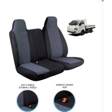 Moontime Alaçatı Hyundai H 100 Kamyonet Koltuk Kılıfı Sabit Başlıklı Ön Takım Füme Siyah