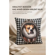 Kraliyet Boksör Kaz Ayağı Desen Kırlent Kılıfı