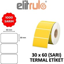 Elitrulo Barkod Etiketi 30X60 Termal Sarı - 1000 Adet