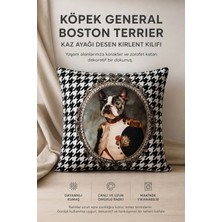 Köpek General Boston Terrier Kaz Ayağı Desen Kırlent Kılıfı