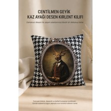 Centilmen Geyik Kaz Ayağı Desen Kırlent Kılıfı