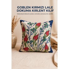 Goblen Kırmızı Lale Dokuma Kırlent Kılıf