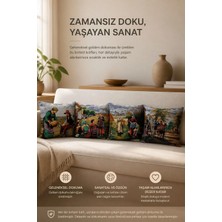 Goblen Dokuma Kadınlar Desen 4 Adet Kırlent Kılıf