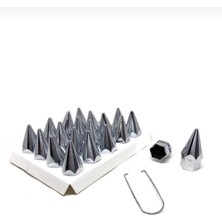 Moontime Alaçatı Sivri Bijon Kapağı Takımı Sökme Aparatlı Krom Renk 19MM Bijon Tipi