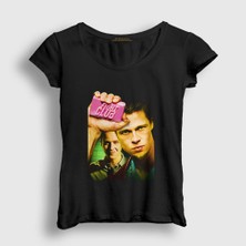 Presmono Kadın Siyah Cover Film Dövüş Kulübü Fight Club T-Shirt