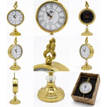 Evvel Zaman Antik Masaüstü Dekoratif Quartz Saat – Altın Renk Vintage Tasarım