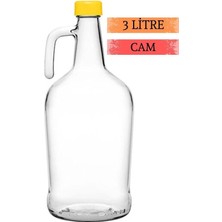 Moontime Alaçatı Şişe 3 Litre Saplı Zeytinyağı Şişesi Cam Şalgam Sirke Turşu Suyu Şişesi