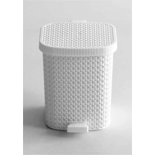 Moontime Alaçatı Şık Örgü Desenli, Pedallı Plastik Çöp Kovası, 6 Litrelik, Gri Renkli