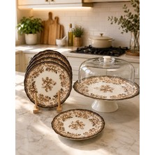 Onedekor 8 Parça Porselen Velour Brown Pasta Seti
