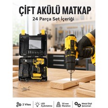 Hace Bazaar Matkap Seti 24 Parça Çift Bataryalı Darbeli LED Işıklı Vidalama Yeni Nesil