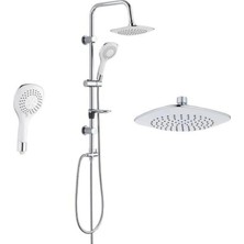 Moontime Alaçatı Beyaz Lüx Tepe Yağmurlama Duş Seti Başlığı Banyo Duş Robot Seti Takımı