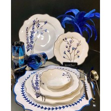 Pink&More 24 Parça 6 Kişilik Porselen Yemek Takımı Zarif Blue Branch