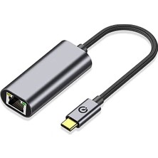 Moontime Alaçatı Bir Ucu Type-C Diğer Ucu Hızlı Internet Ethernet Dönüştürücü RJ45 Kablo (1024MBPS 22CM) Ultra Hızlı
