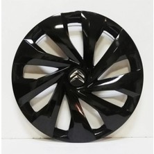 Moontime Alaçatı Renault 15 Inç Piano Black Kırılmaz Jant Kapağı 4 Adet Amblem Hediye ve Deri Yastık Kemer Setli