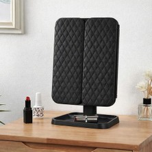 ForWhat Büro Ev Ofis Makyaj Keyfi Için Şarjlı Siyah 2 Kapaklı 3mod Dokunmatik LED Ayna