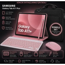 Samsung Galaxy Tab A11+ Plus 8gb 256GB 11'' Tablet+Rose Kalem+Pembe Klavye+Çanta