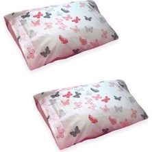 Bebek Özel Bebek Çocuk Yastık Kılıfı 35X45 Cm, 2 Adet, Pembe Kelebekli