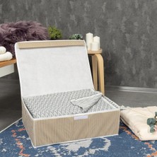 Çok Amaçlı Düzenleyici Kapaklı Sandık Tipi Kutu Hurç Organizer 50 x 40 x 19 Kahverengi